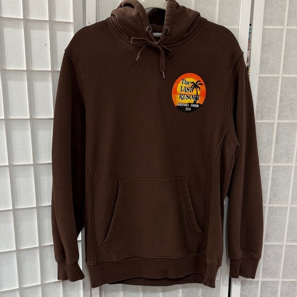 Sport-Tek Other - Men’s Brown Hoodie with Sunset Graphic The Last Resort Size L